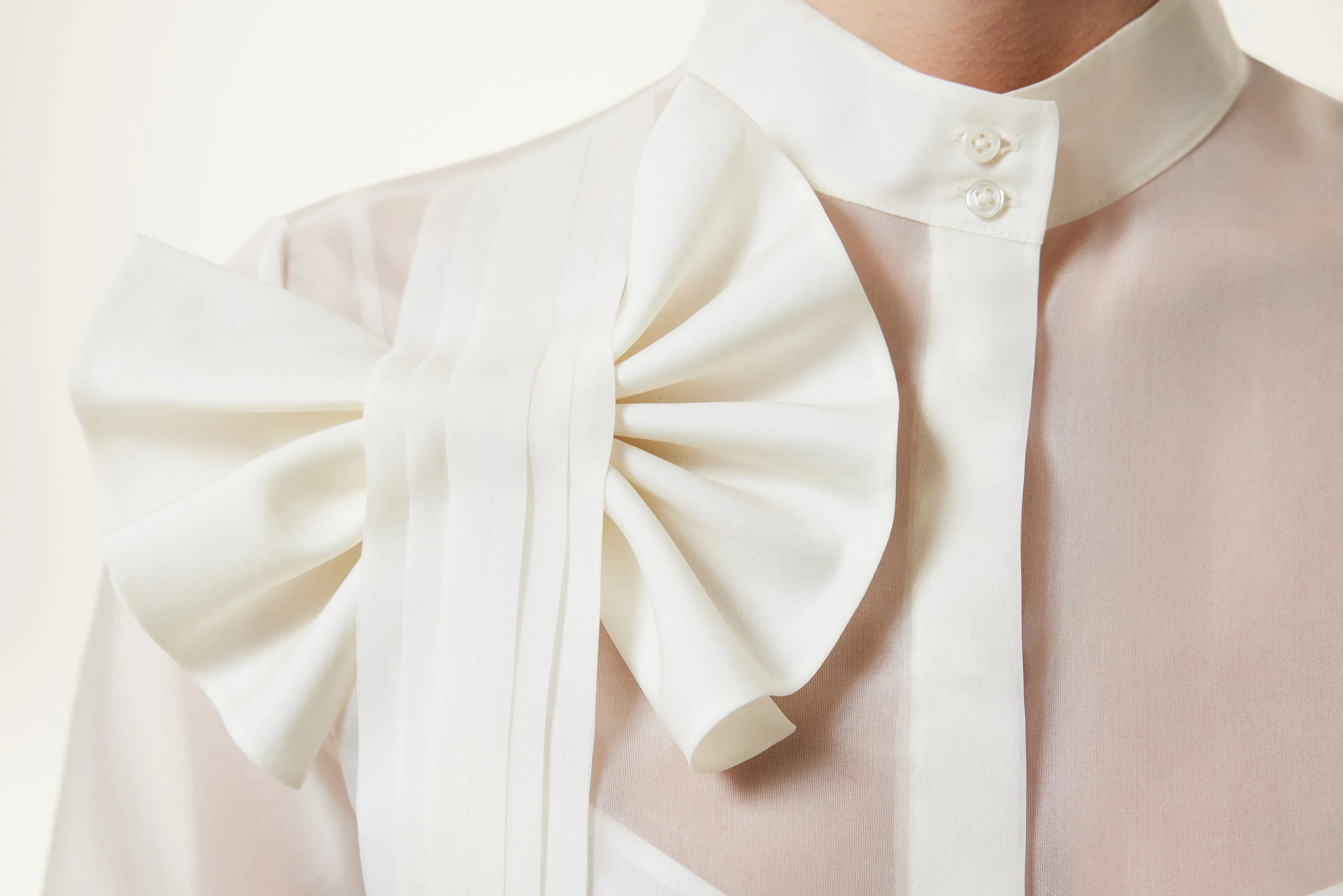 Machka Silk Shirt With Ribbon Off White