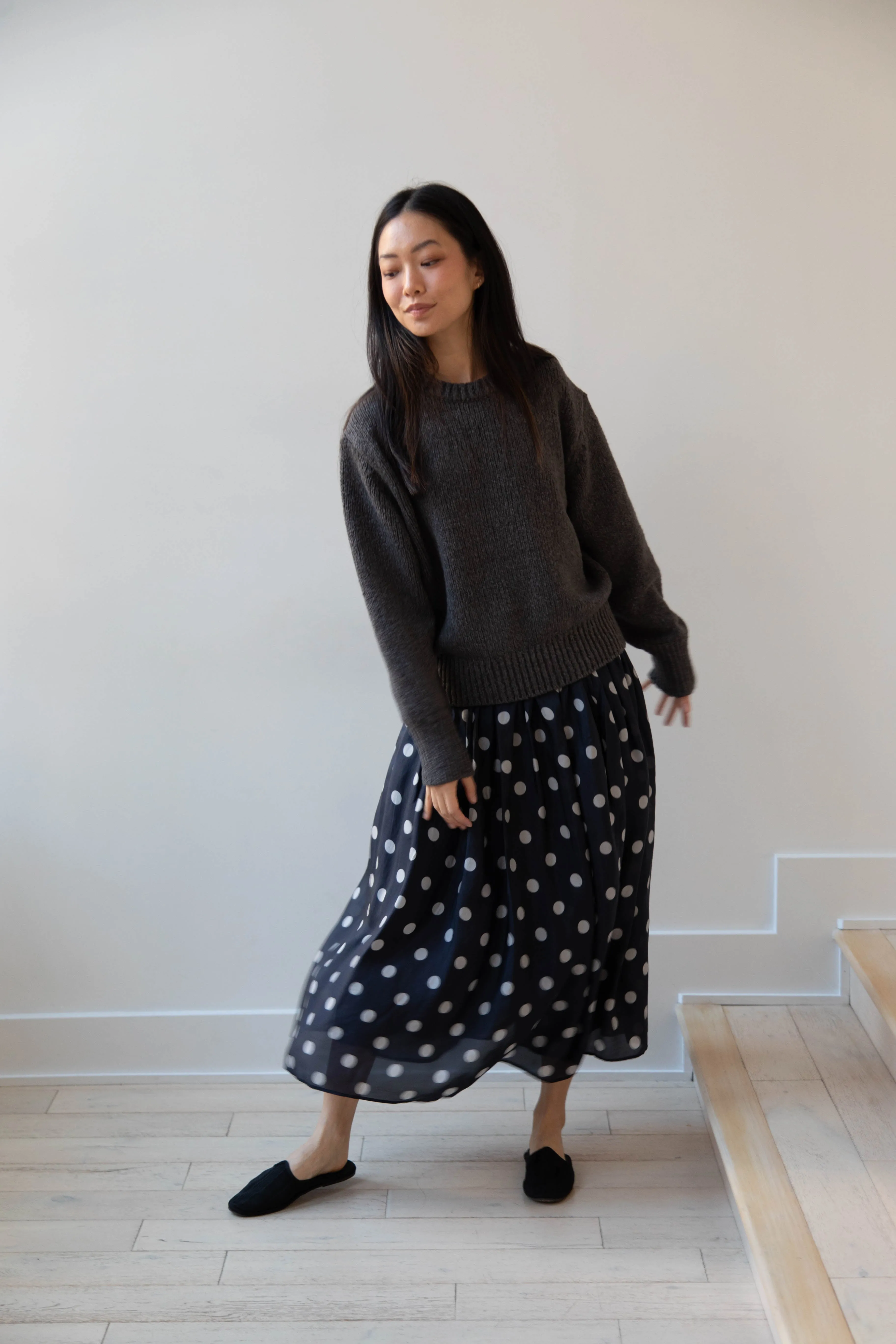 Maison de Soil | Silk Dot Skirt in Navy
