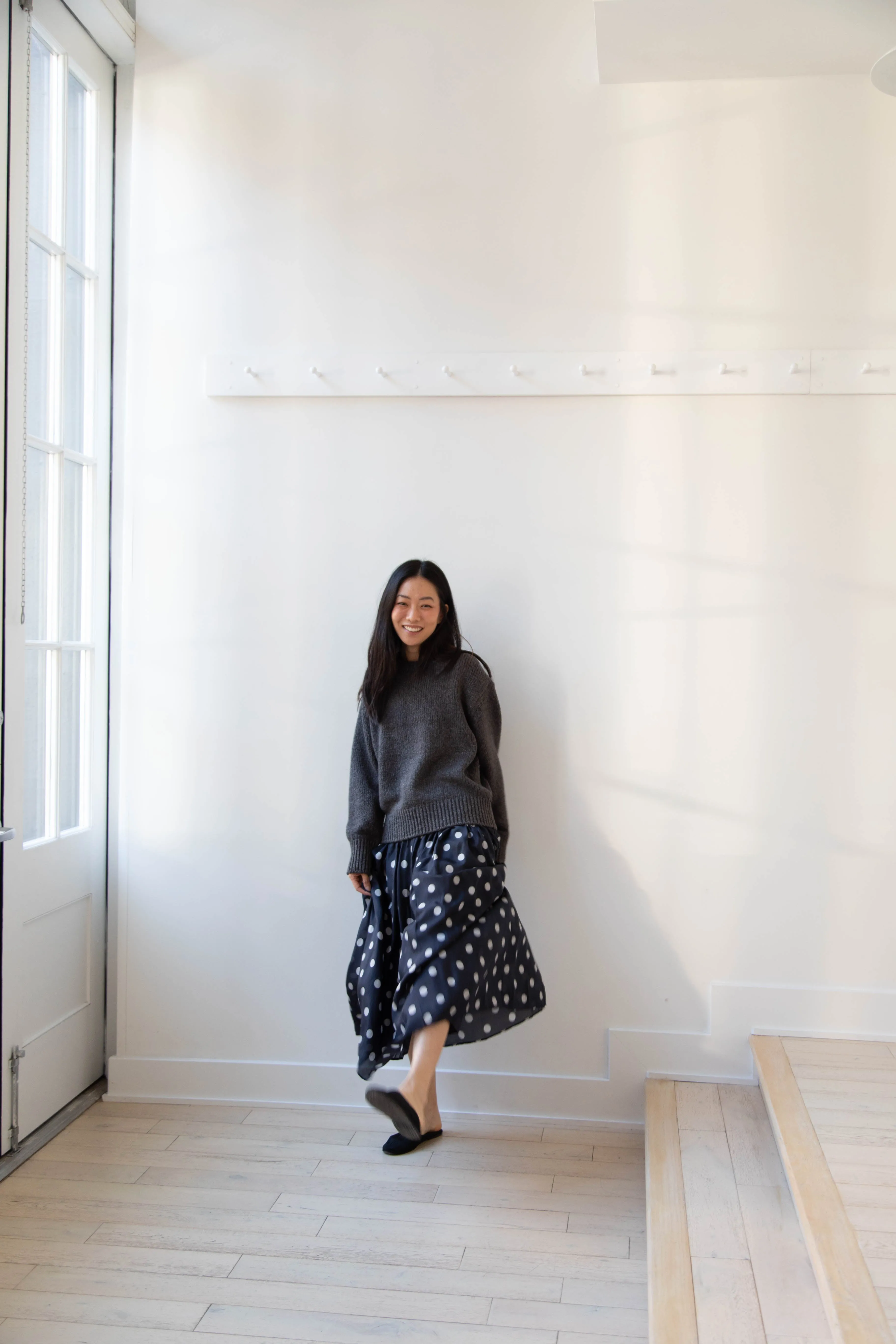 Maison de Soil | Silk Dot Skirt in Navy