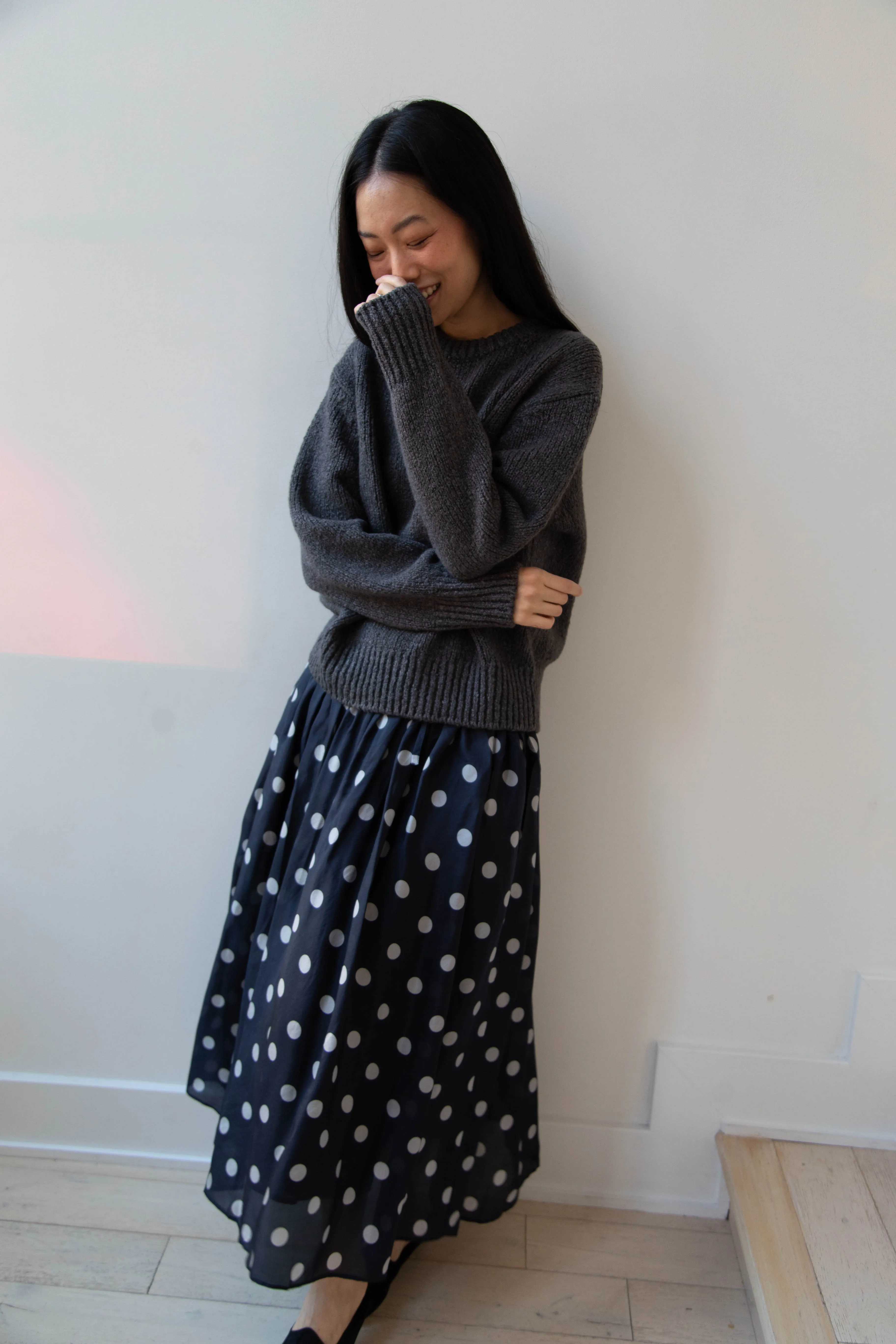 Maison de Soil | Silk Dot Skirt in Navy