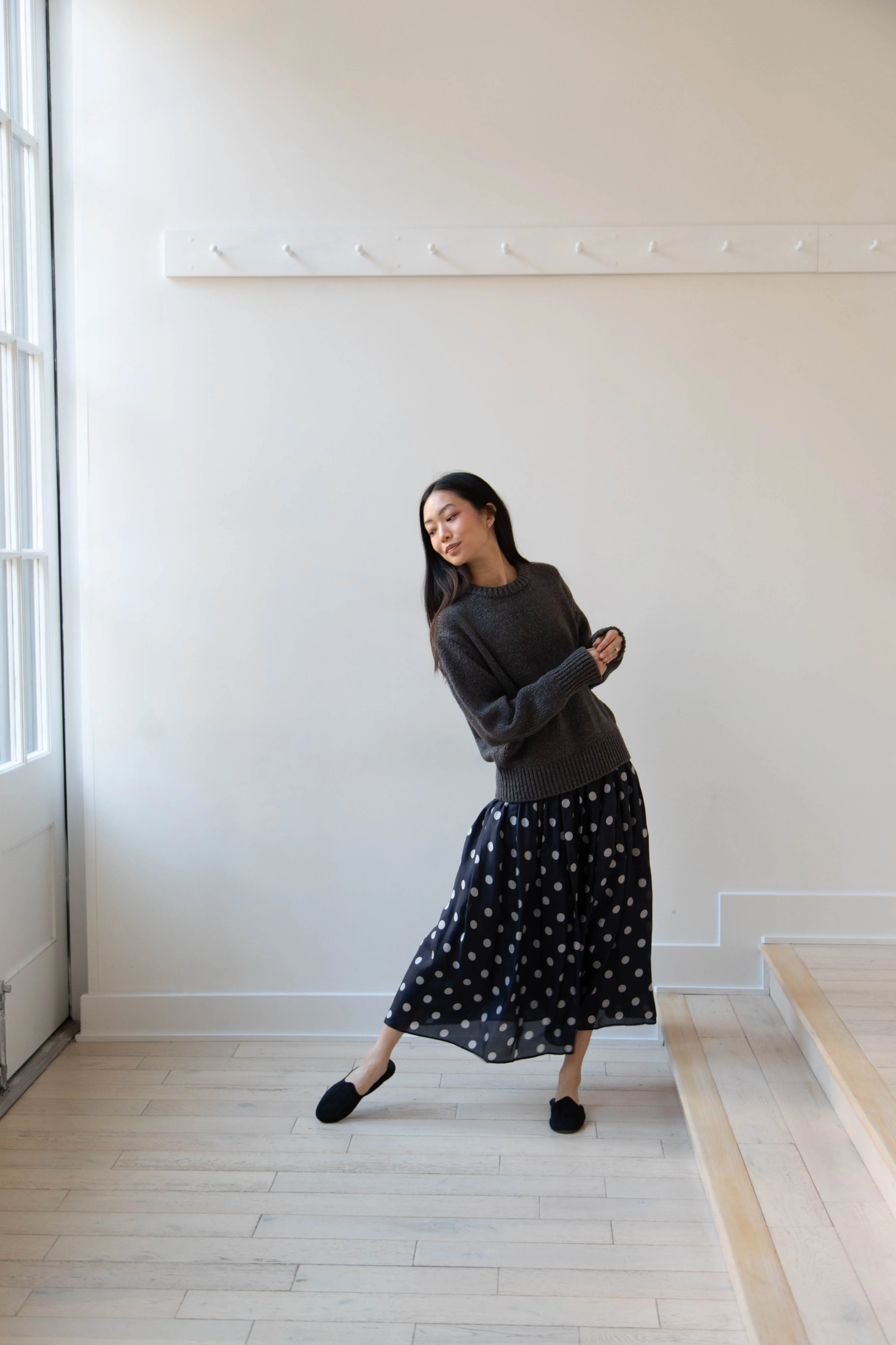 Maison de Soil | Silk Dot Skirt in Navy