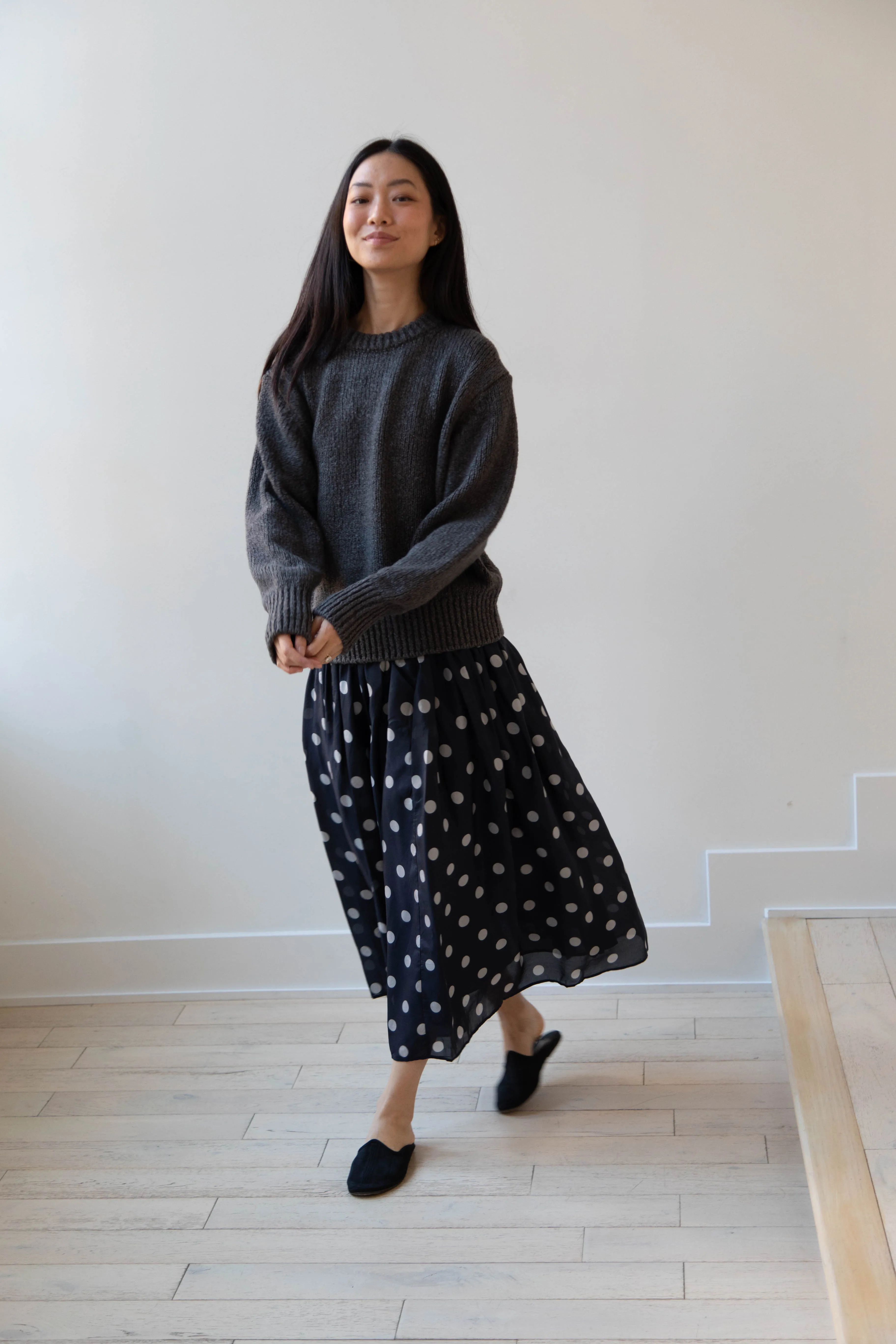 Maison de Soil | Silk Dot Skirt in Navy