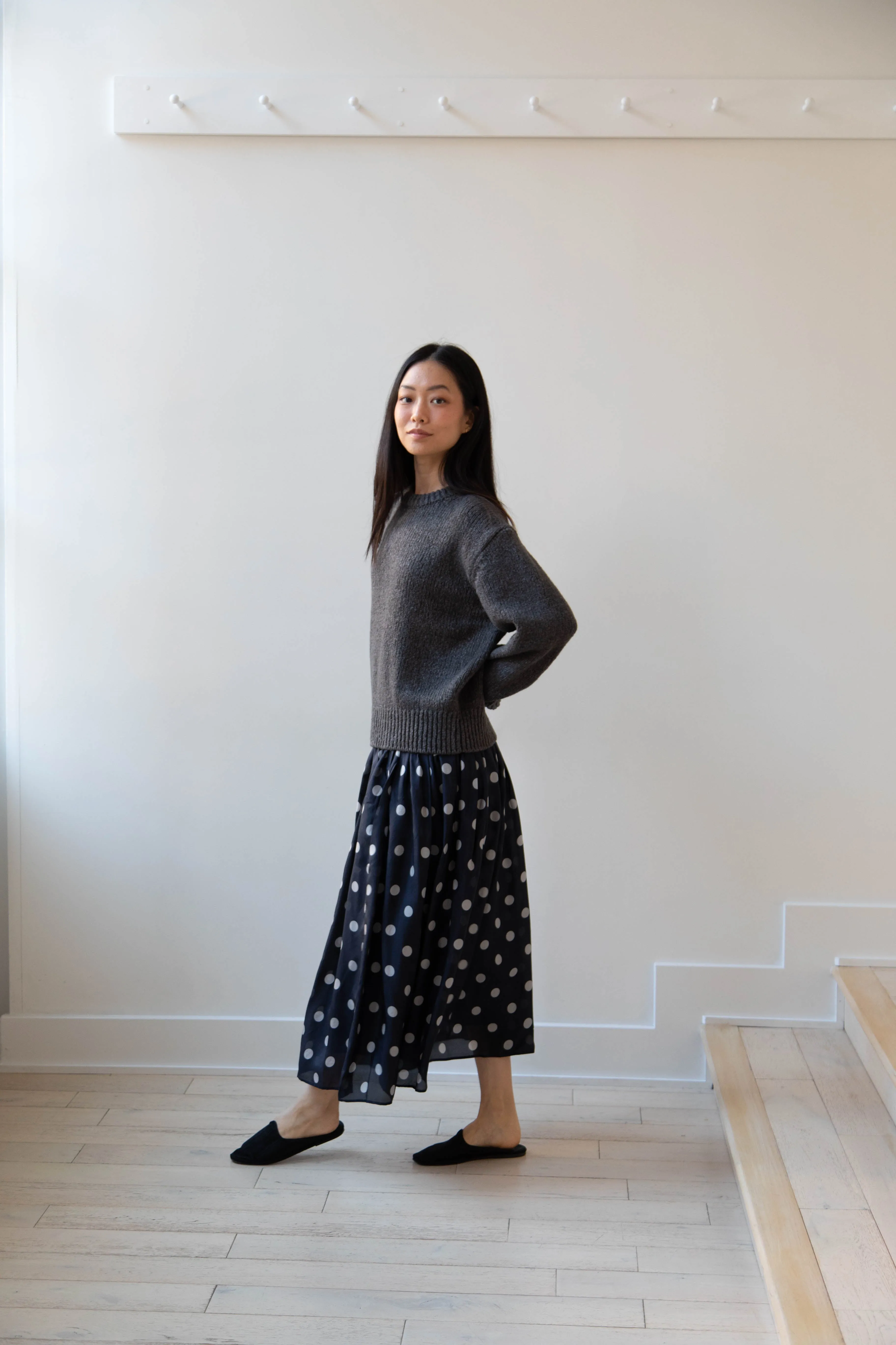 Maison de Soil | Silk Dot Skirt in Navy