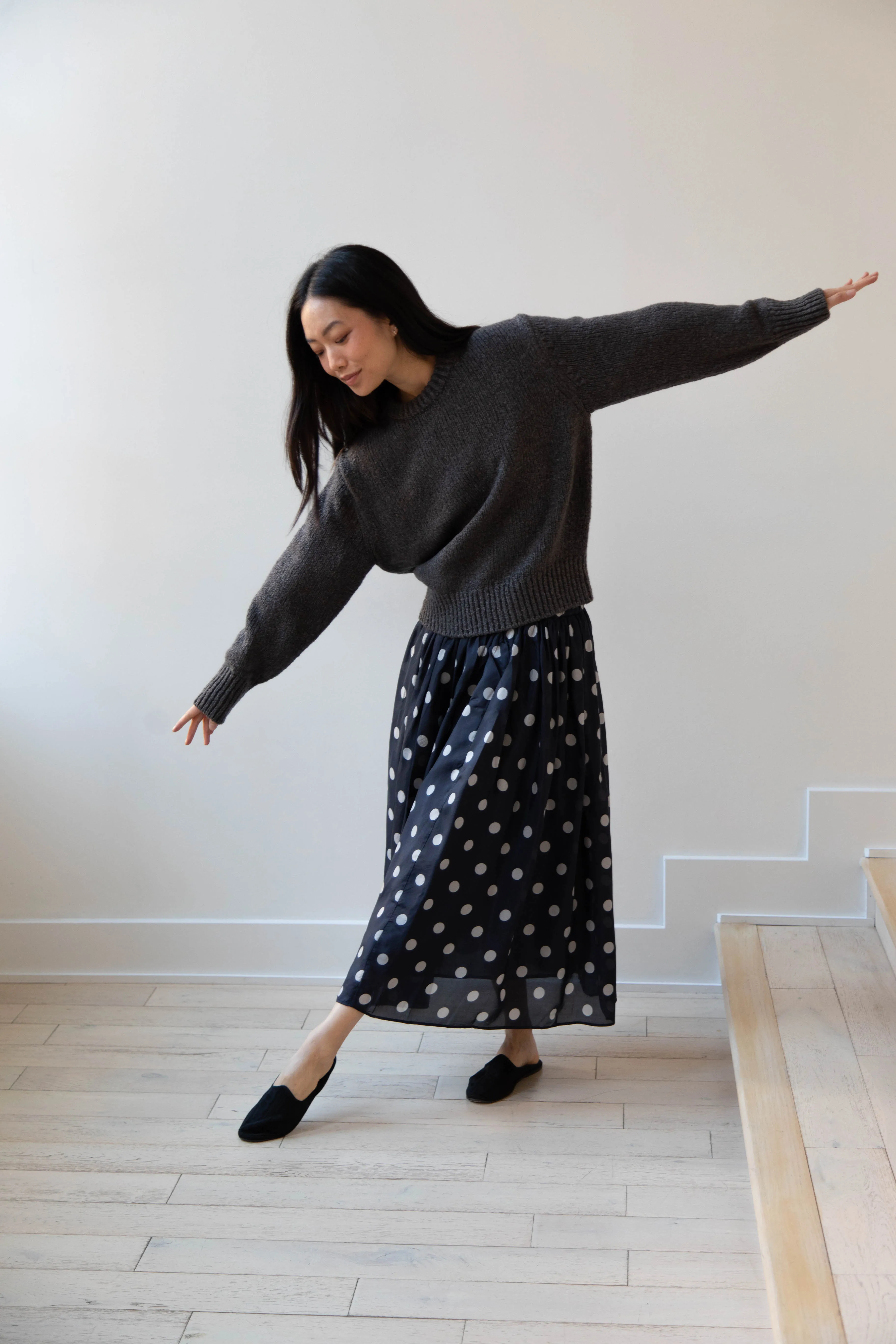 Maison de Soil | Silk Dot Skirt in Navy