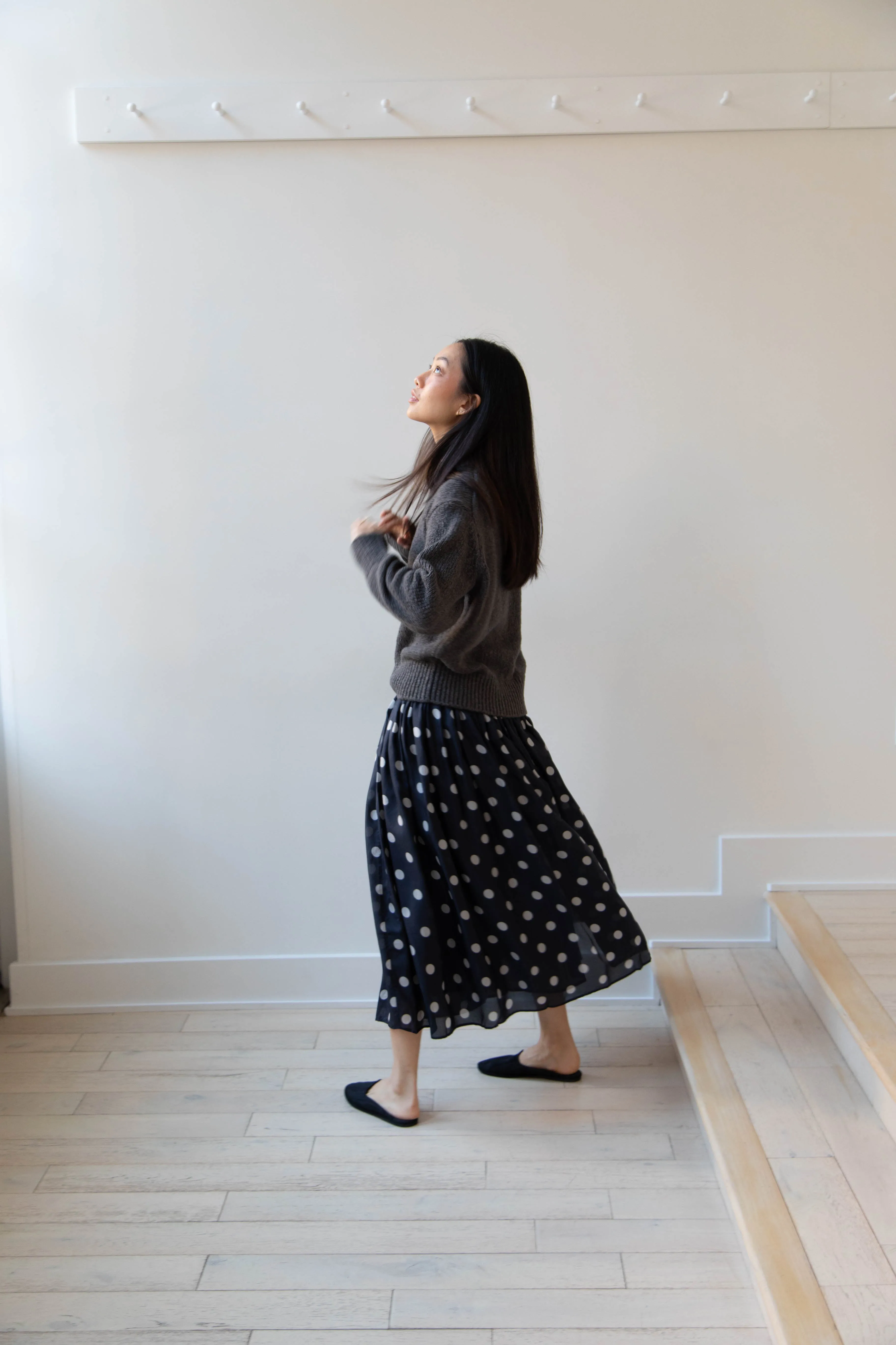 Maison de Soil | Silk Dot Skirt in Navy