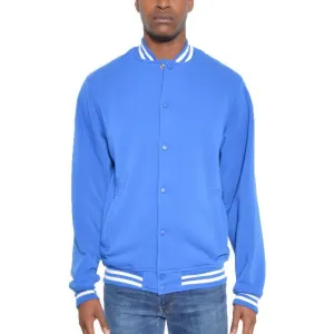 Mens Light Blue Fleece Snap Button Jacket