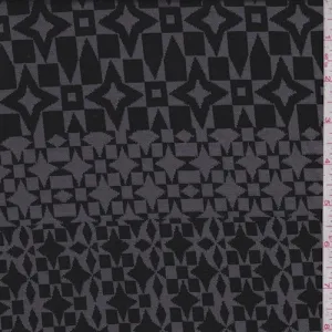 Nickel/Black Geo Jacquard Double Knit Fabric