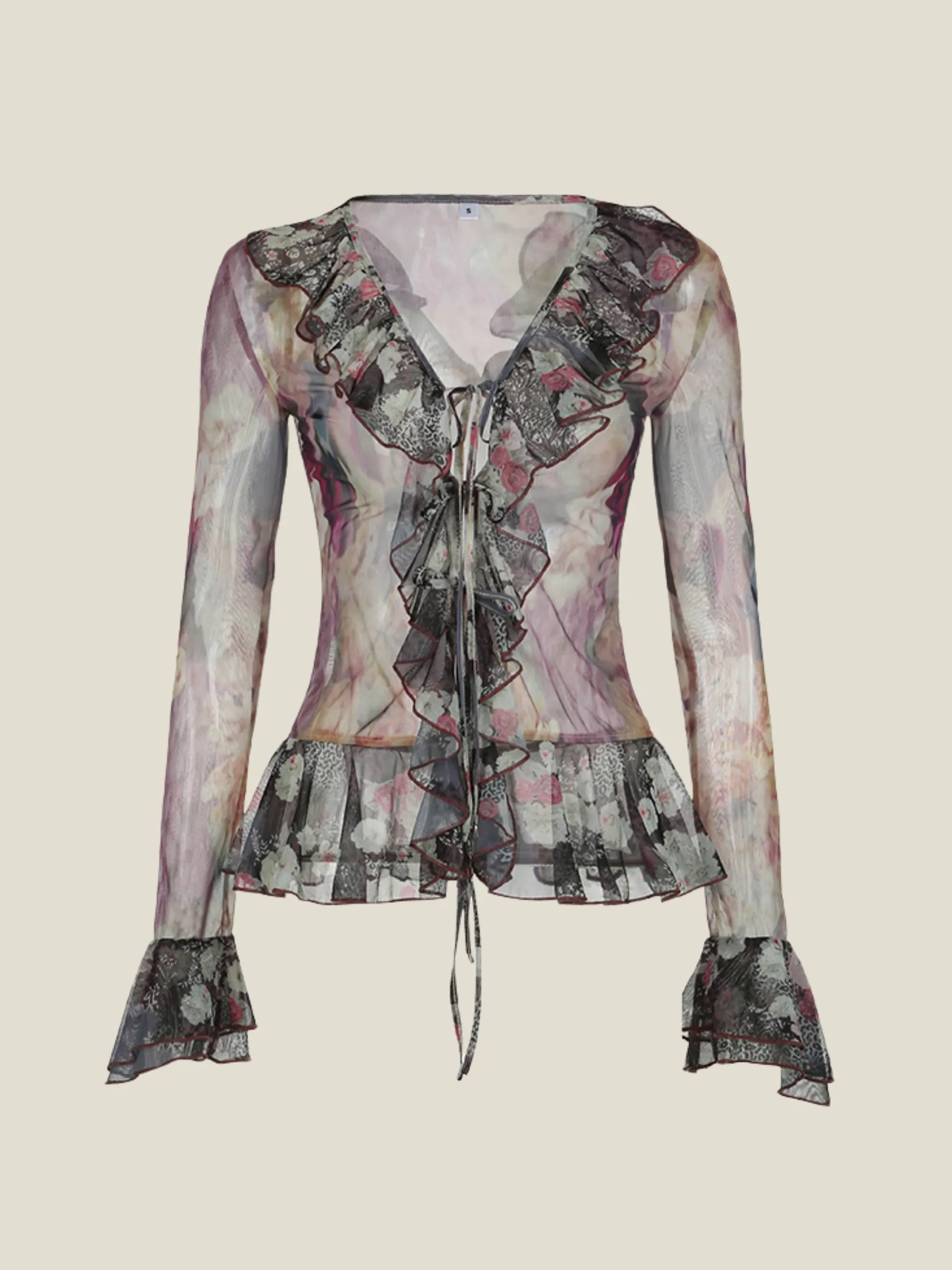 Penelope Floral Sheer Ruffle Blouse