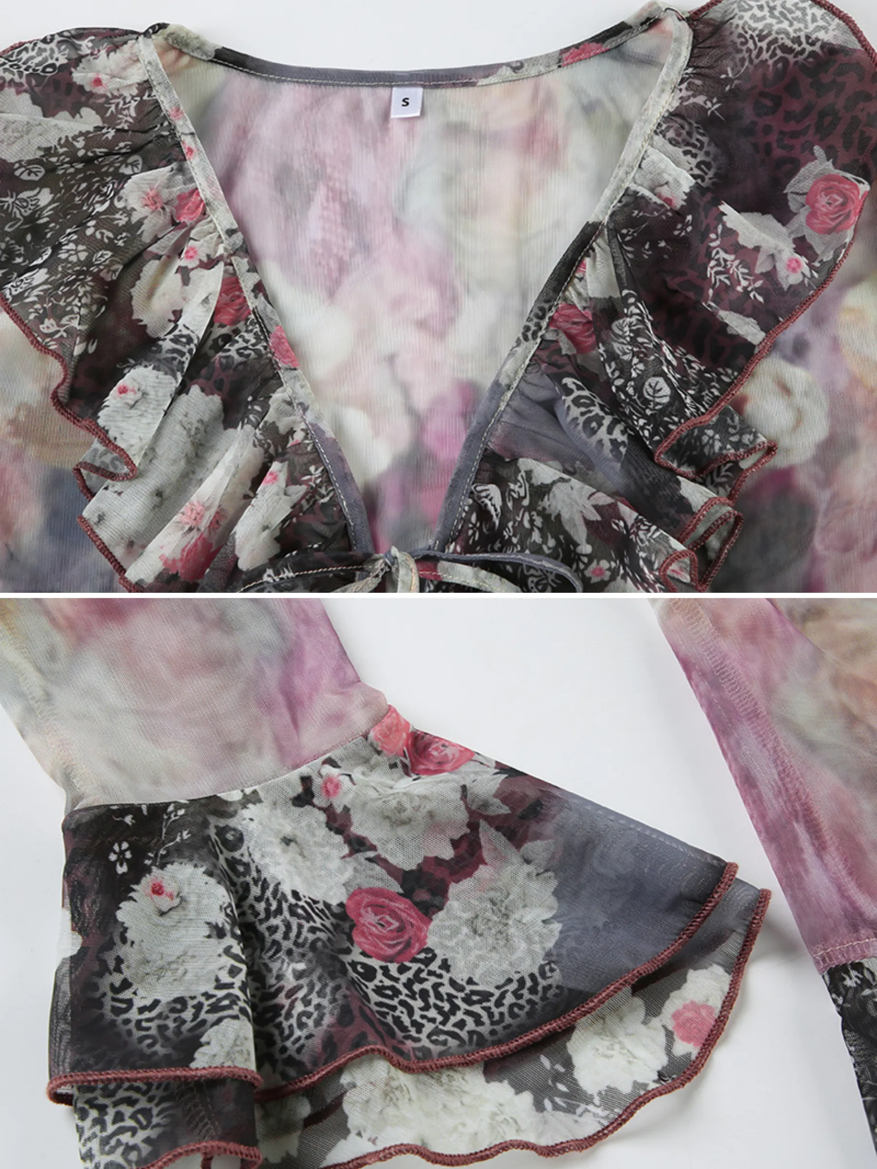 Penelope Floral Sheer Ruffle Blouse