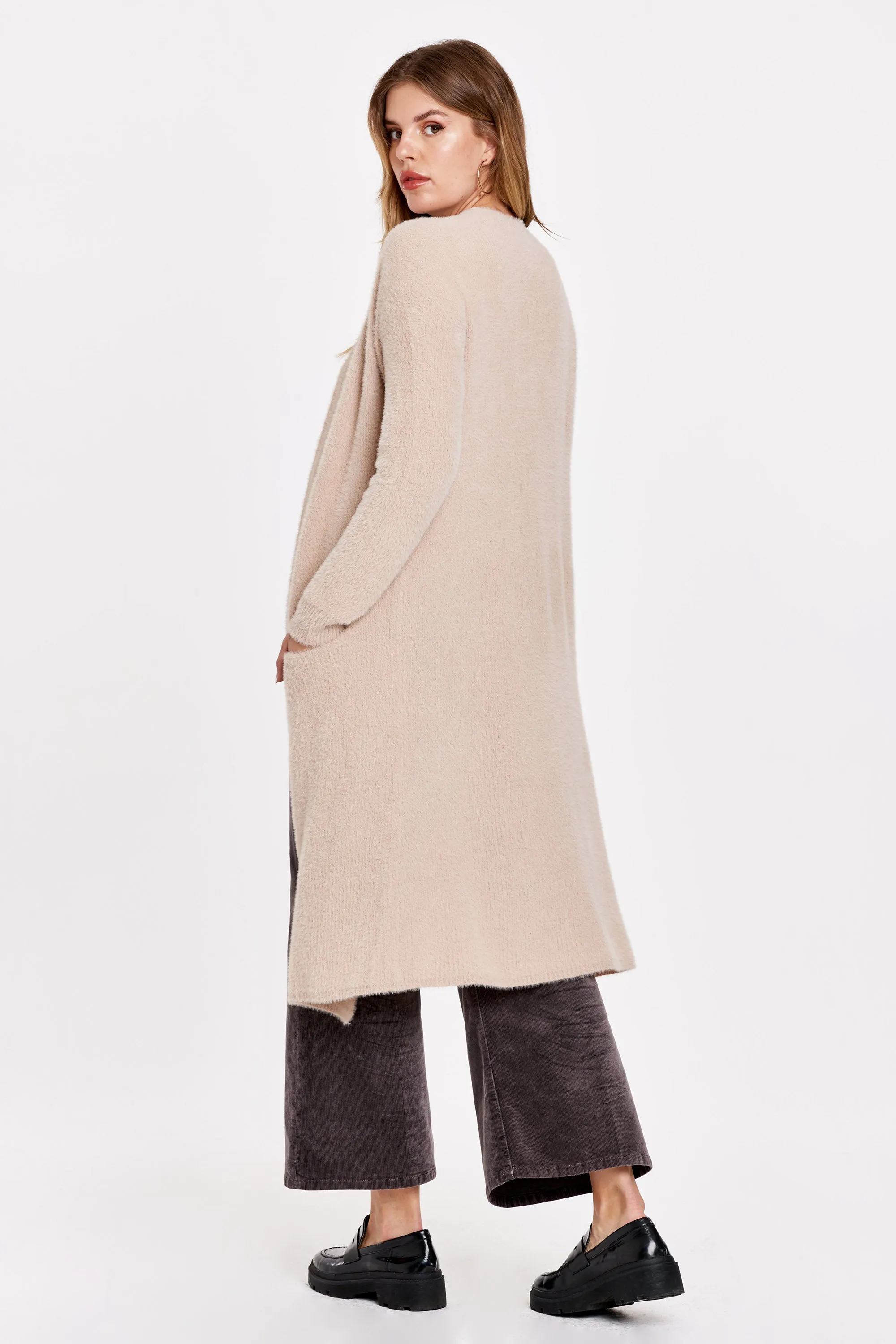 RUBIE DROP SHOULDER SWEATER CARDIGAN LIGHT BEIGE