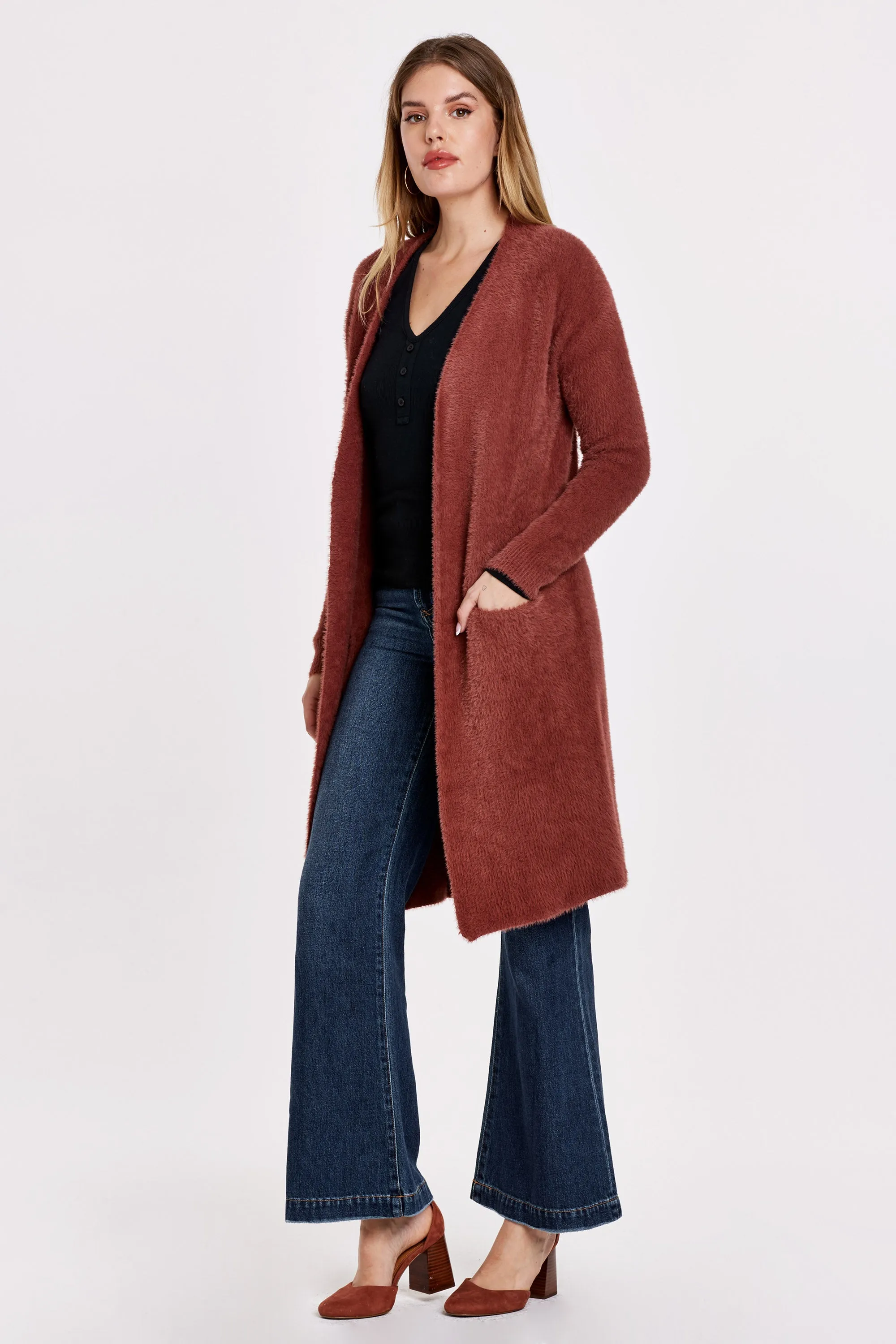 RUBIE DROP SHOULDER SWEATER CARDIGAN ROSE WATER