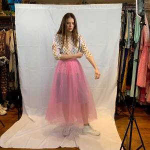 Silky pastel polka dot top