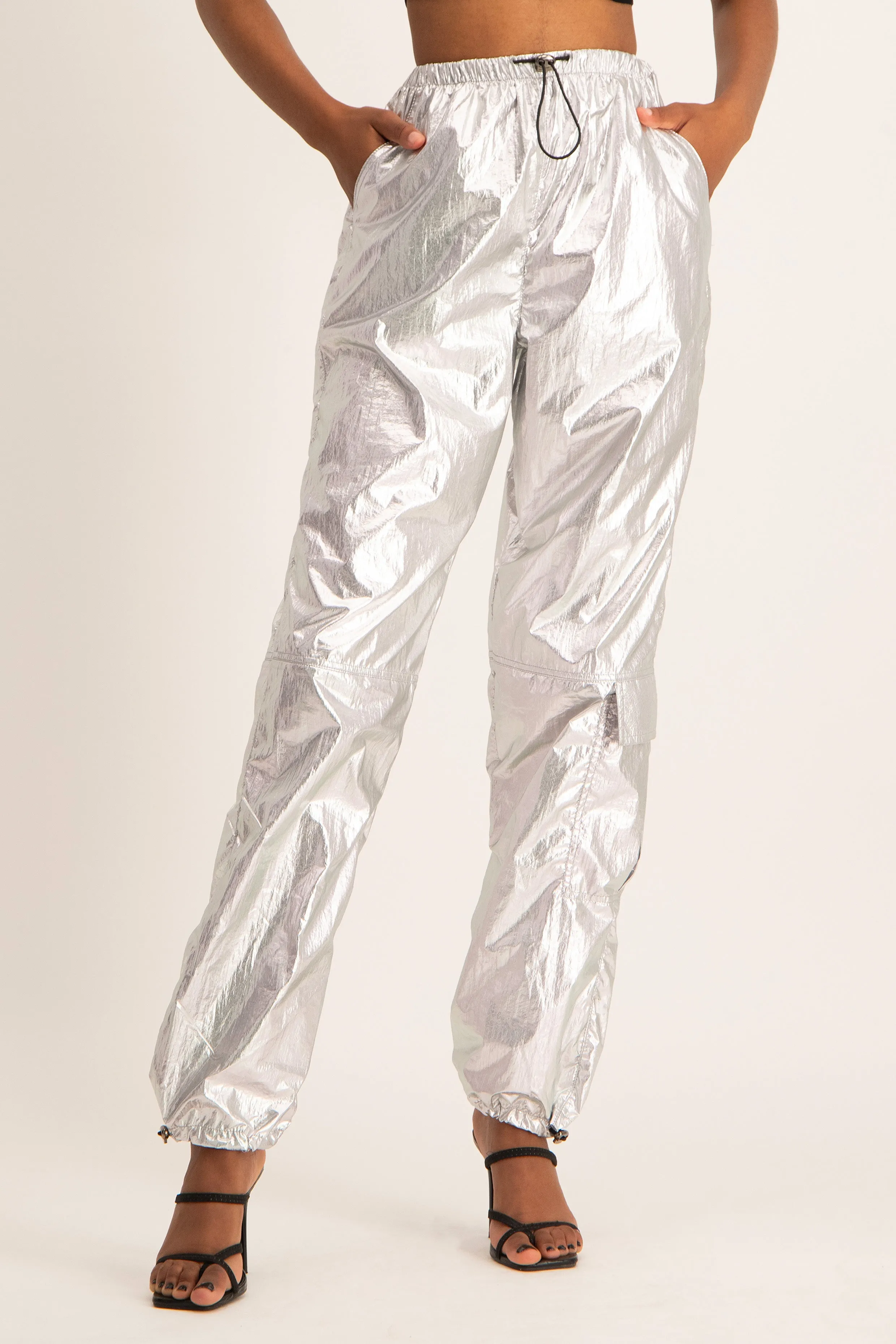 Silver Parachute Pant