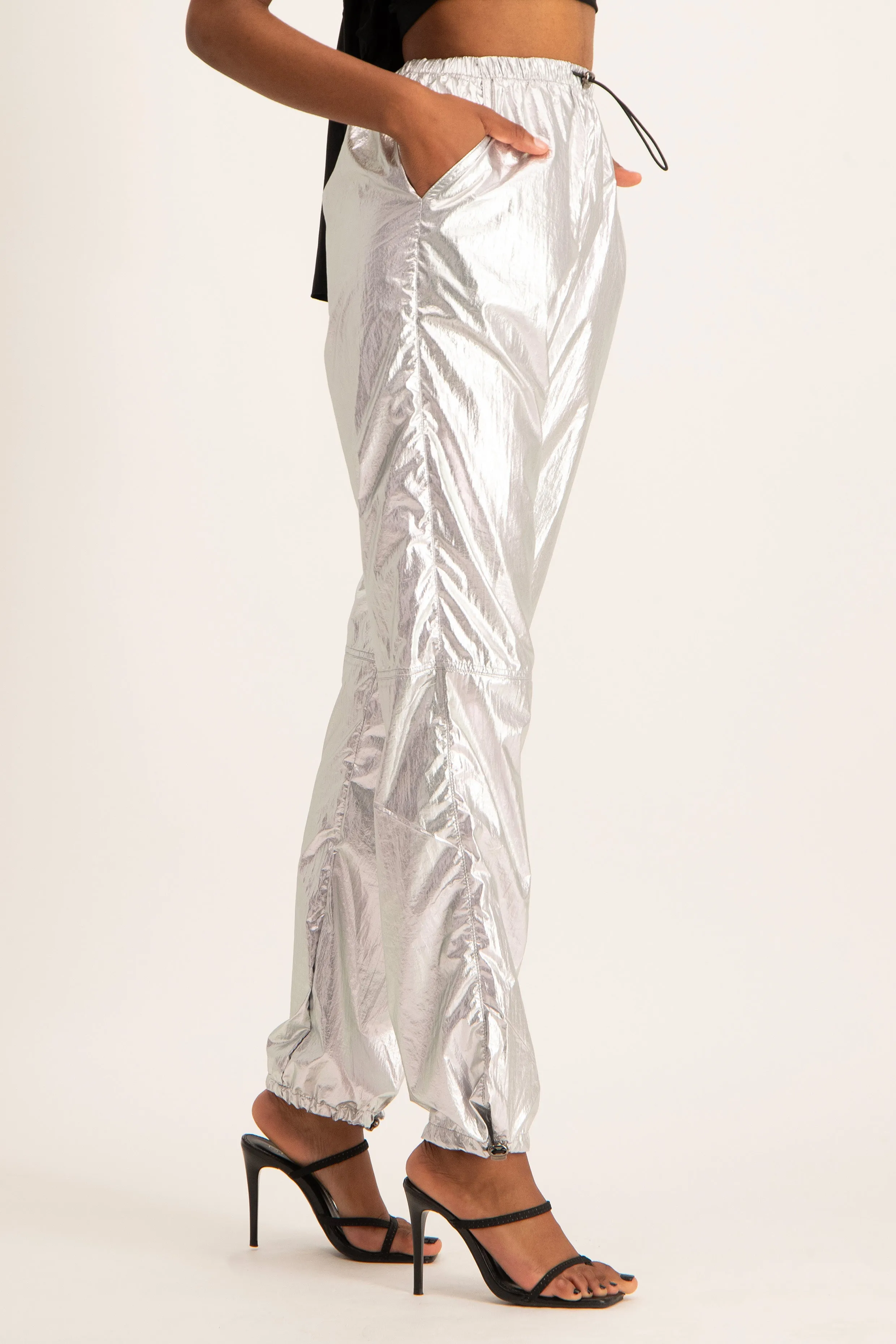 Silver Parachute Pant