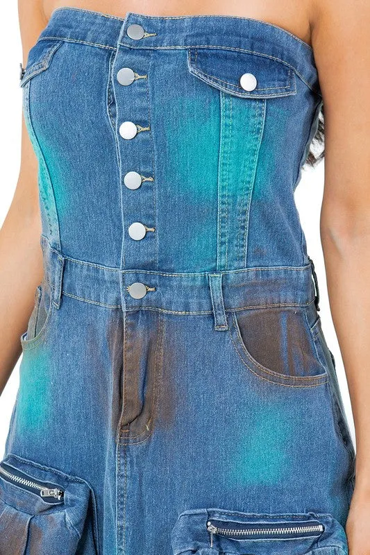Strapless Denim Maxi Dress