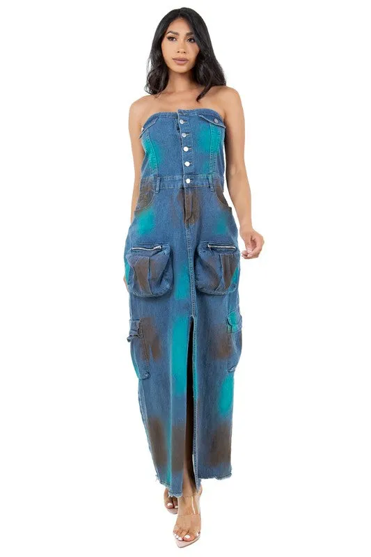 Strapless Denim Maxi Dress