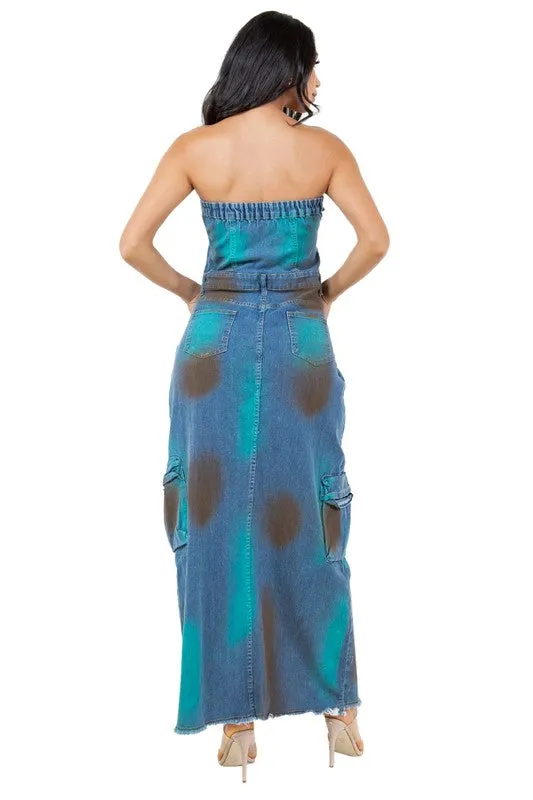 Strapless Denim Maxi Dress