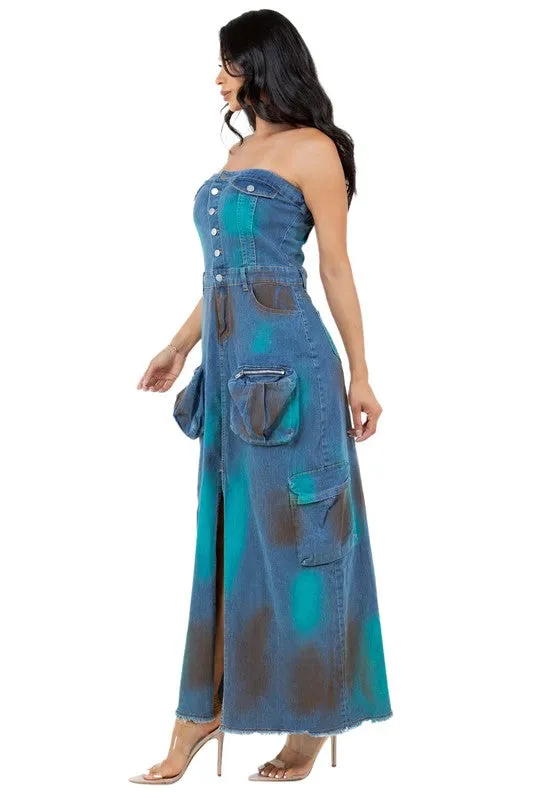 Strapless Denim Maxi Dress