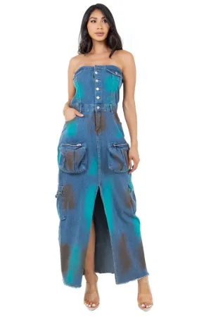 Strapless Denim Maxi Dress