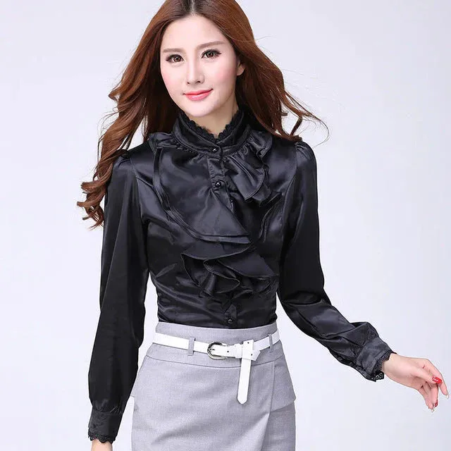 Suzette Bloes | Lange Mouwen Geruffelde Blouse