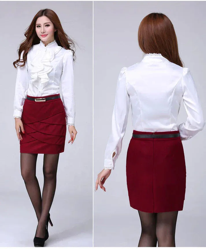 Suzette Bloes | Lange Mouwen Geruffelde Blouse