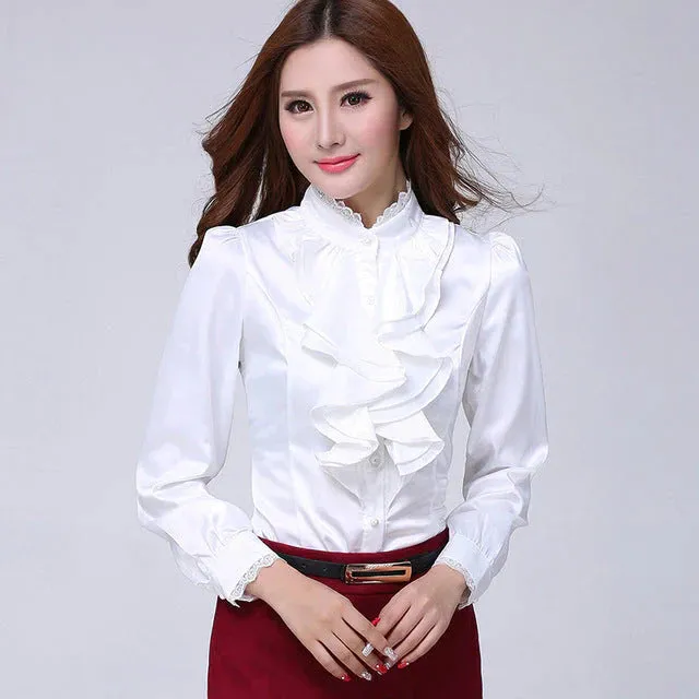 Suzette Bloes | Lange Mouwen Geruffelde Blouse