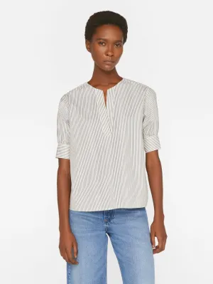 V-Neck Popover Top ~ Bone Multi