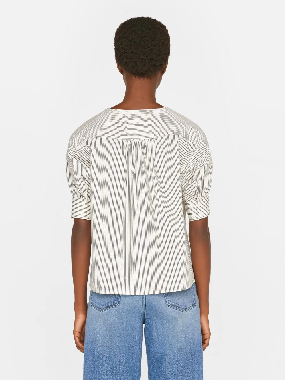 V-Neck Popover Top ~ Bone Multi