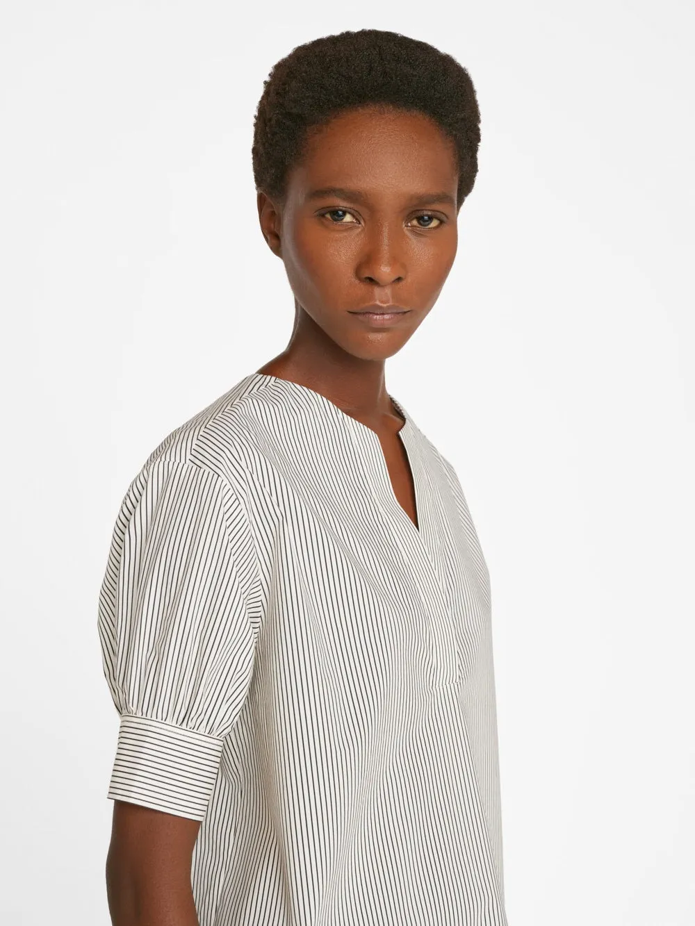V-Neck Popover Top ~ Bone Multi
