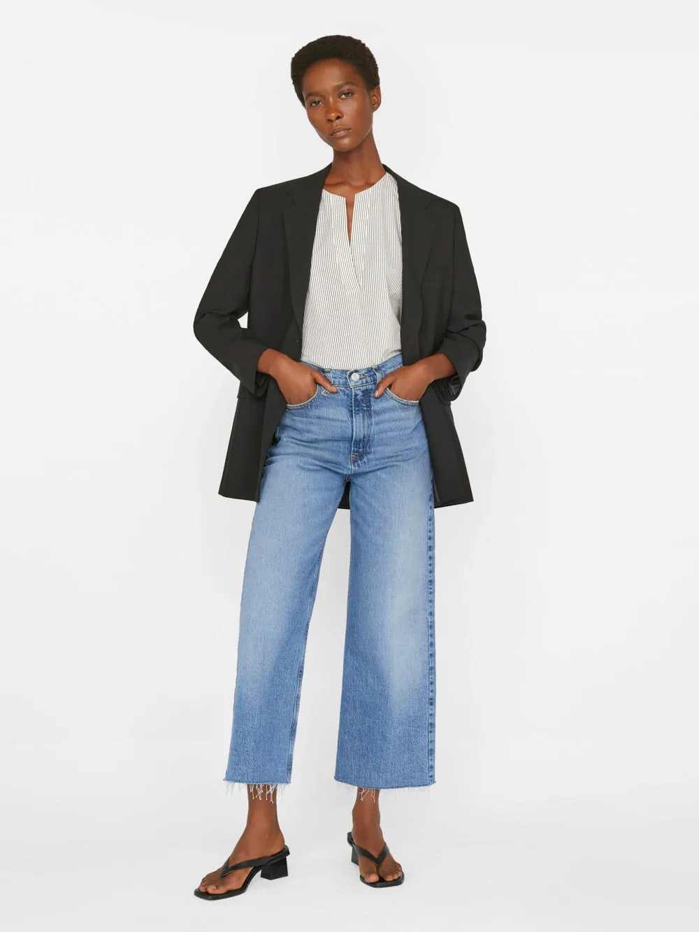 V-Neck Popover Top ~ Bone Multi