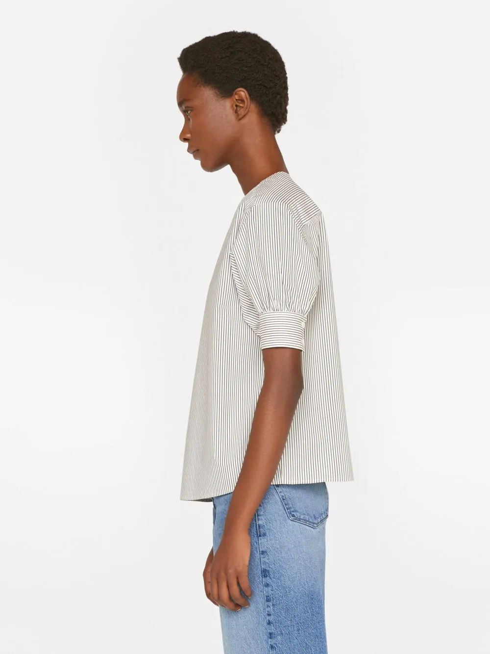 V-Neck Popover Top ~ Bone Multi