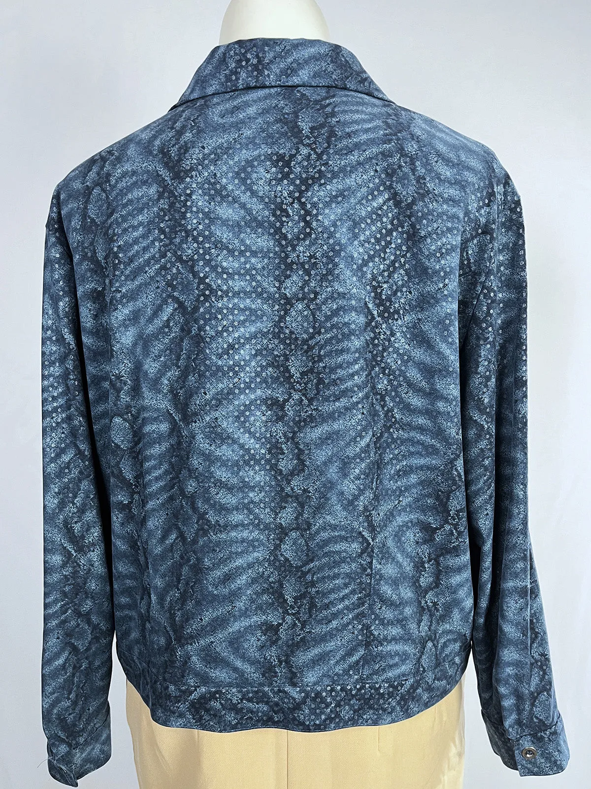 Vintage Cervelle Size 18 Blue & Silver Snake Print & Dots Jacket