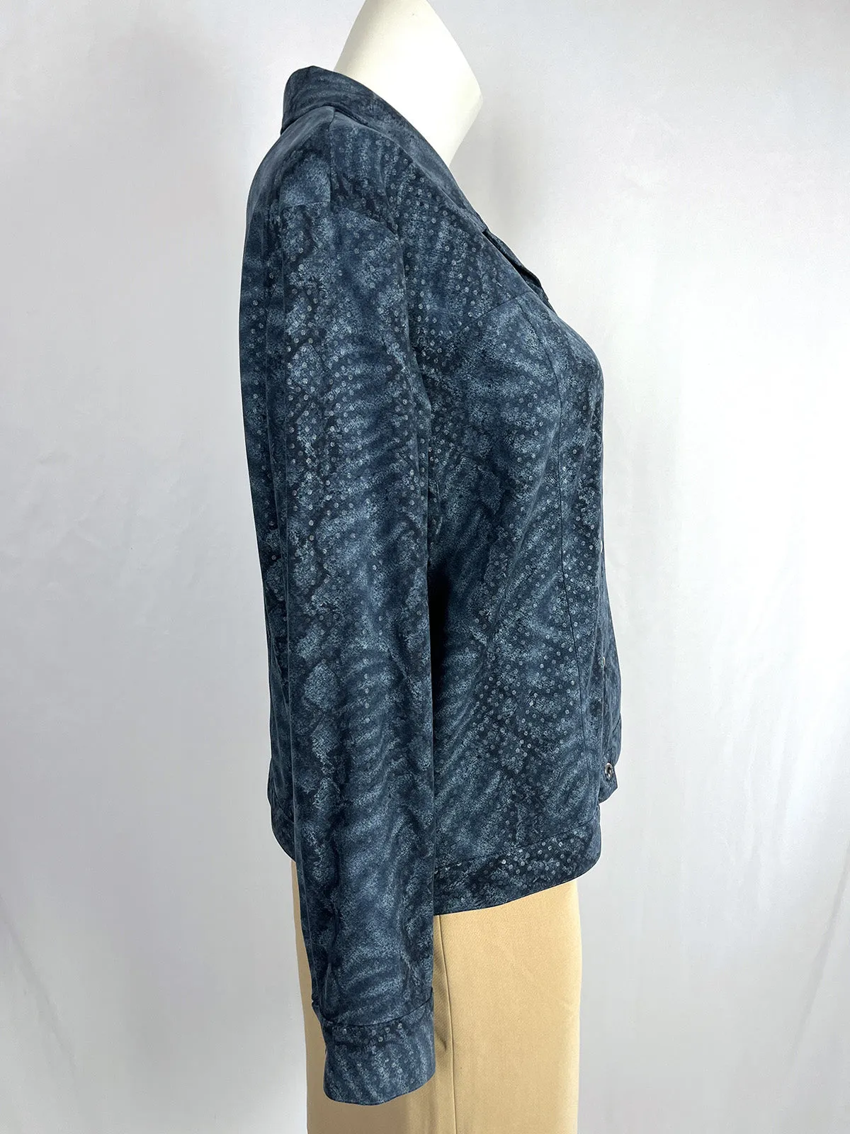 Vintage Cervelle Size 18 Blue & Silver Snake Print & Dots Jacket