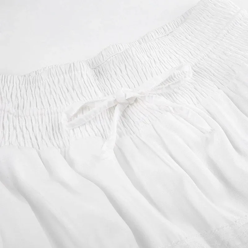 White Loose Low Waist Maxi Skirt