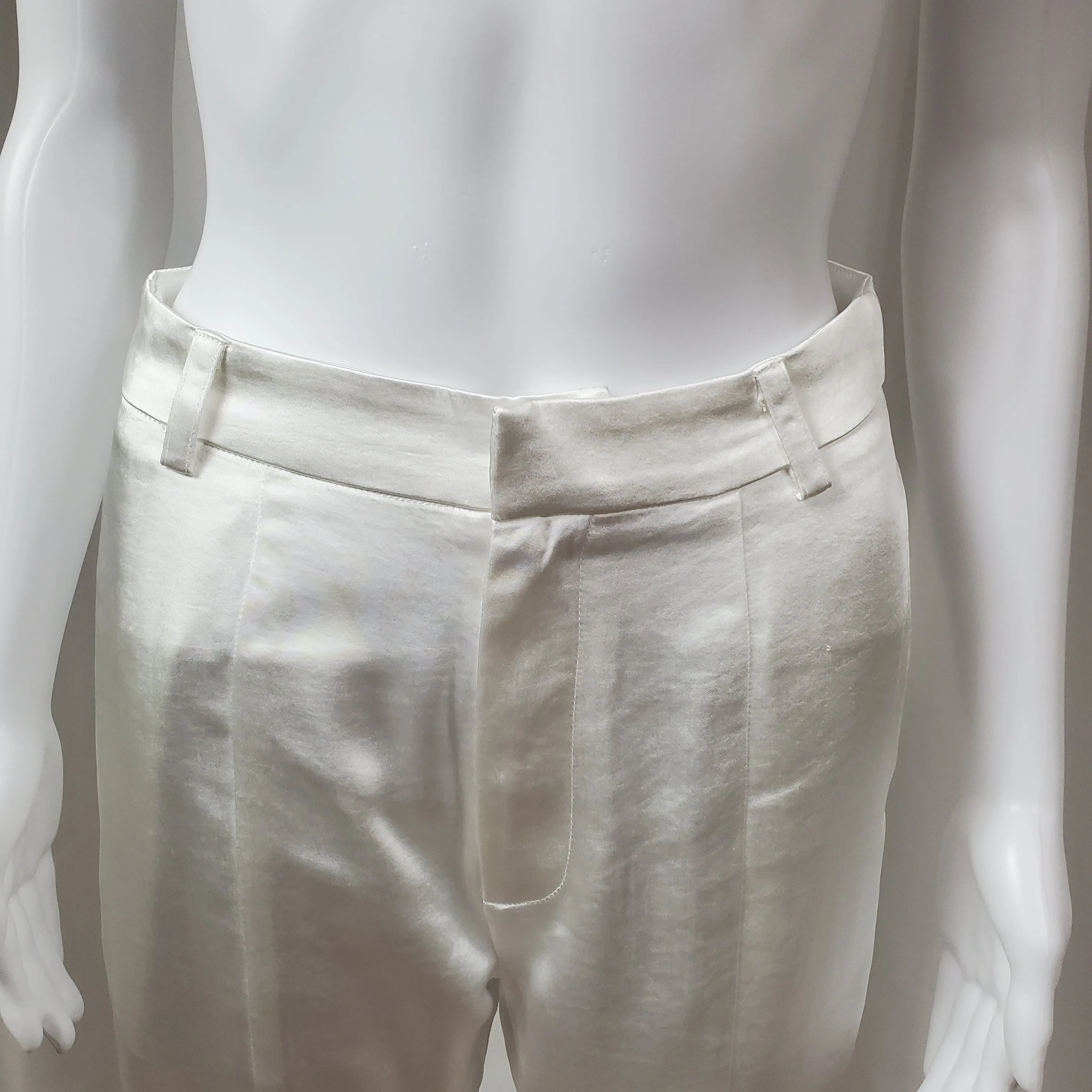 White Satin Double Breasted Pants Suit