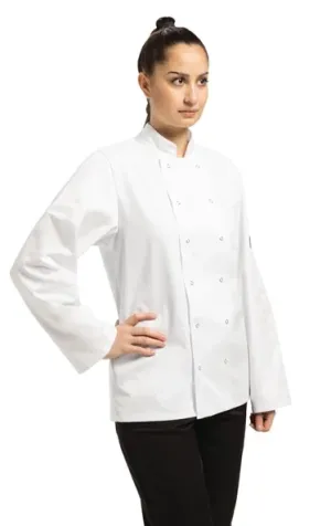 Whites Vegas Chefs Jacket Long Sleeve Polycotton, White, Size M [A134-M] (Order in item)