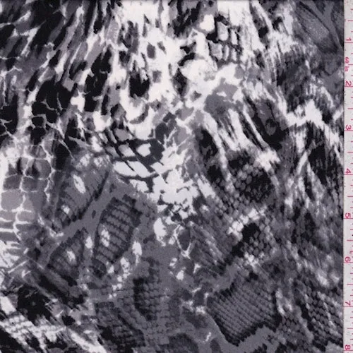White/Stone/Black Snakeskin Print Tricot Fabric