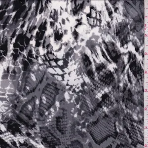 White/Stone/Black Snakeskin Print Tricot Fabric