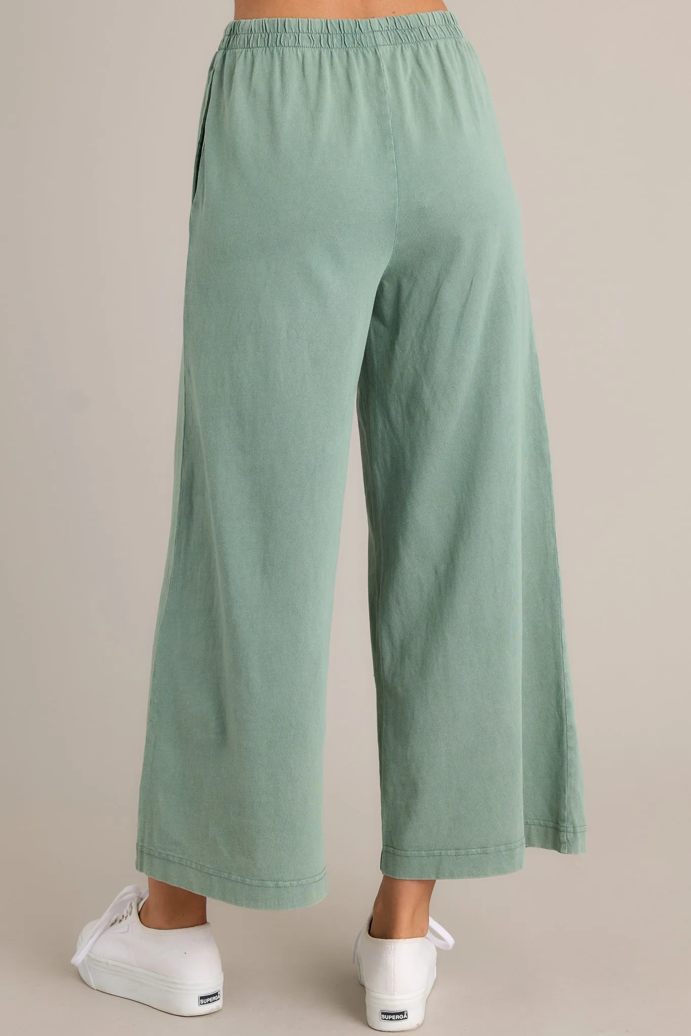 Z Supply Scout Palm Green Cotton Jersey Flare Pants
