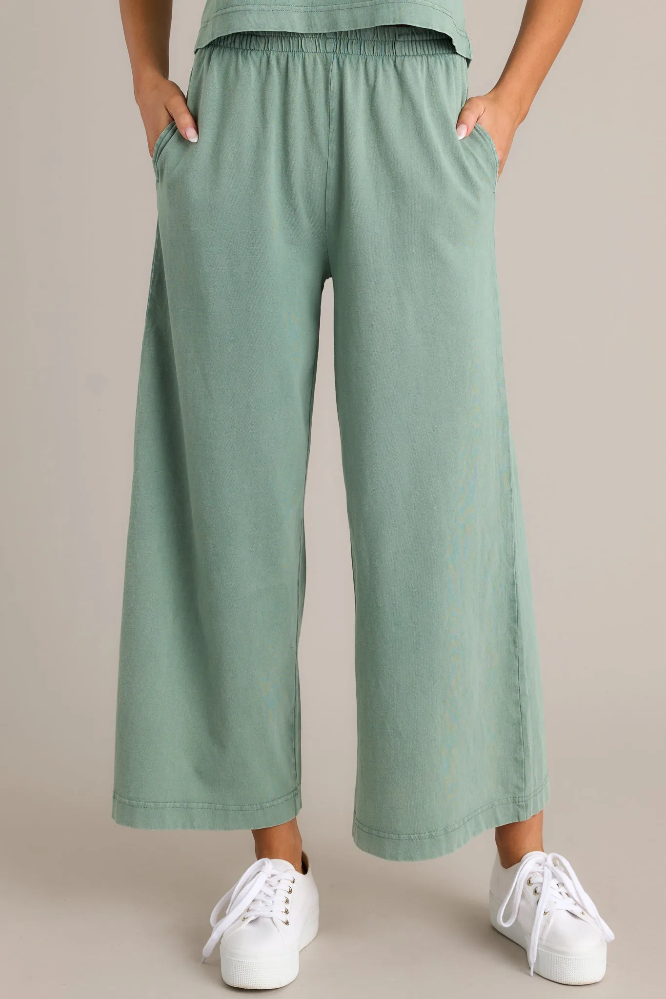 Z Supply Scout Palm Green Cotton Jersey Flare Pants